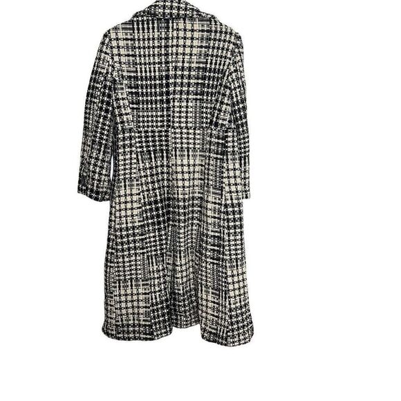 MNG Mango Check Tweed Wool Blend Double Breasted Coat Black & Off White Small - Picture 9 of 9